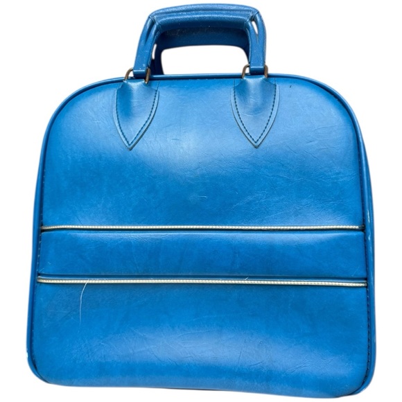 Vintage 80s Blue Bowling Bag Vinyl Tote with Ball Holder, Retro Bowling Bag - Picture 17 of 17